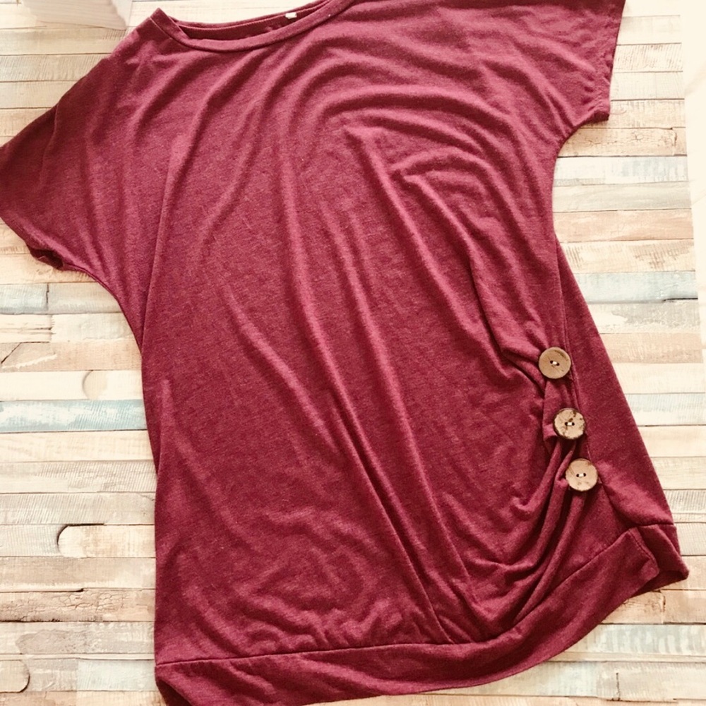 Burgundy Short Sleeve Top